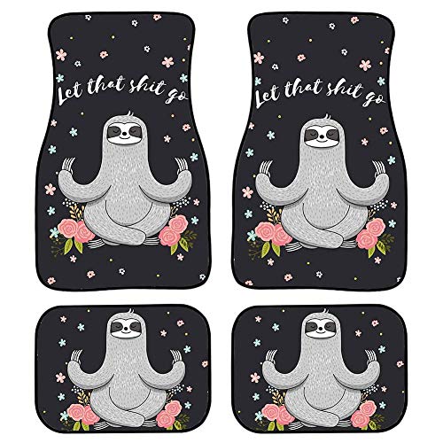 Binienty Lustige Yoga-Faultier-Druck, Automatten, universelle Passform, Auto-Fußmatten...