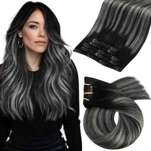 Moresoo Clip in Hair Extensions Real Human Hair Double Weft