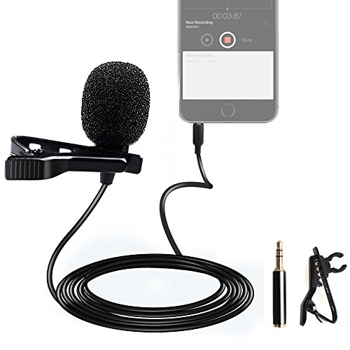 MAONO AU-402 Lavalier Microphone Handsfree Clip on Interview Vocal Recording Lapel Mic for DSLR Camera, Voice Amplifier, iPhone, Android, Smartphone, Wireless Transmitter, PS4, YouTube Live