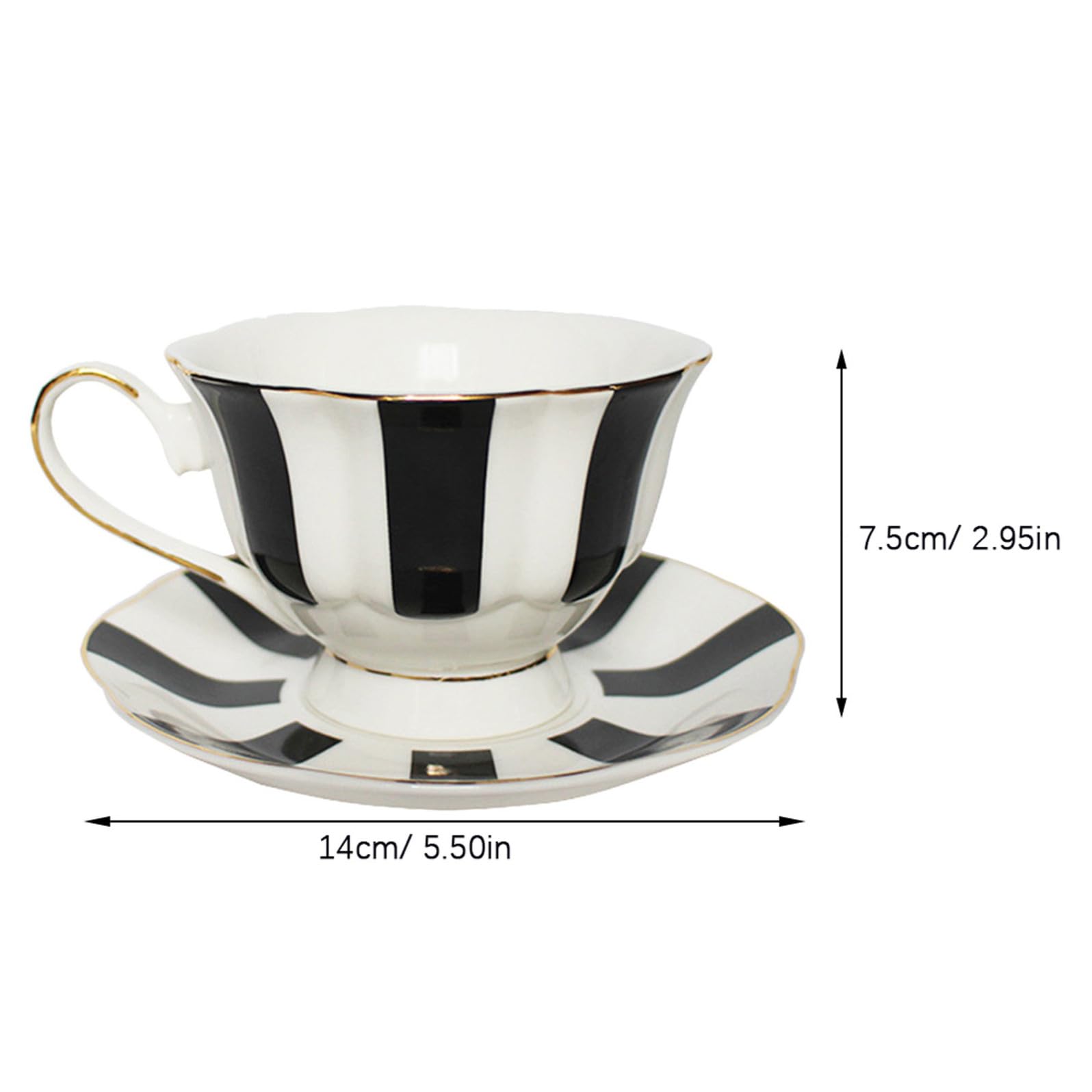 ibasenice Tazze da Caffè e Impugnatura Confortevole Grande Capacità Set 1 Pezzo in Ceramica Nero Piattino Stile Europeo Delicato, per Tè e Latte
