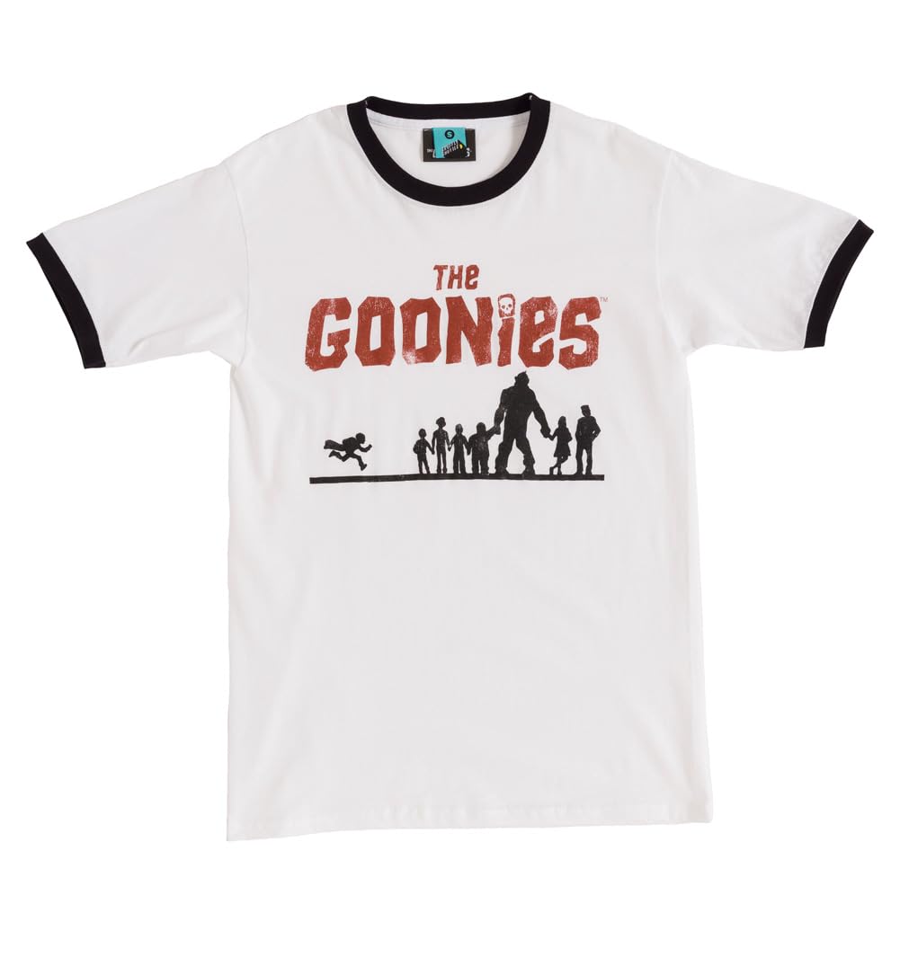 TruffleShuffle The Goonies Silhouette Retro White and Black Ringer T Shirt