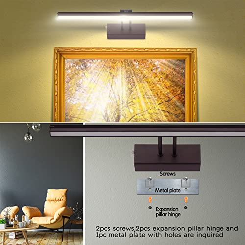 Image of HEAGEERO Picture Light,20in Wall Light,5000mAh Art Light | Remote Timer and Dimmable Wall Sconces,Painting Light for Display,Artwork,Portrait,Gallery-Black