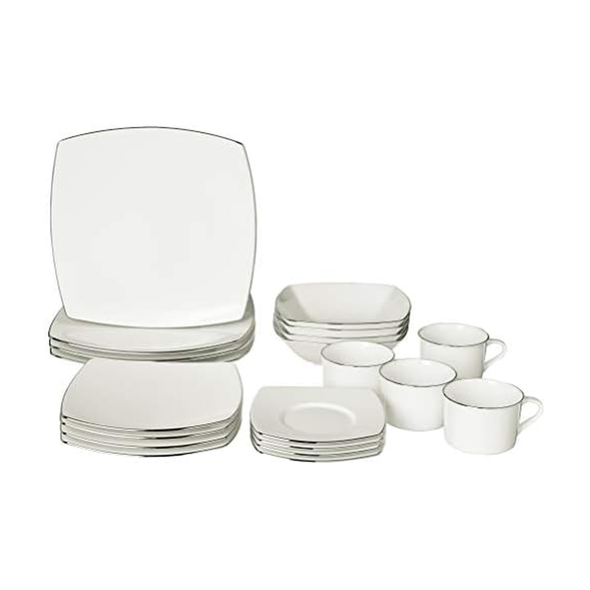 Mikasa Couture Platinum 20 Piece Dinnerware Set (Service for 4), Silver