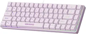 Teclado Membrana Gamer A1803, 68 Teclas com Retroiluminação RGB 7 Cores, Cabo USB 1.6m, Anti-ghosting, Ultra Responsivo e Compatível com PC, Windows, Linux, Android, iOS Rosa