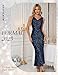 BeryLove Sequin Formal Sparkly Homecoming Gowns Evening Party Cocktail Bodycon Midi Wedding Guest Dresses Long Sparkle Sleeveless Prom Ruched Cowl Neck Dress 0035 Navy XL