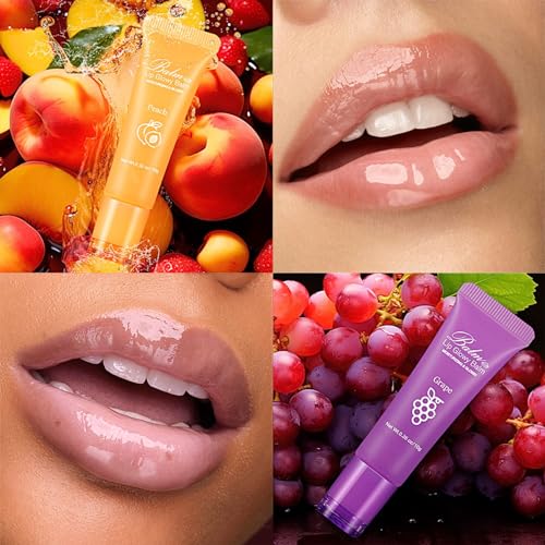 4Pcs Lip Balm Gift Set, Plumping Lip Glow Oil, Fruit-flavored Moisturizing Lip Gloss Lip Oil Set, Jelly Liquid Lipstick Glossy Lip Care for Dry Lips, Lip Tinted Oil Color for Teen Girls - Image 4