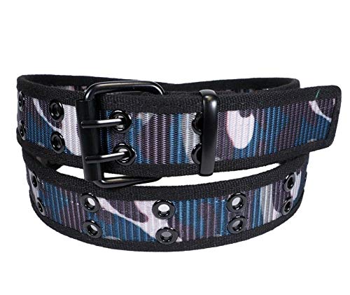 V5 Men Women 2 Holes Row Grommet Stitched Nylon Resin Fabric Military Web Belt