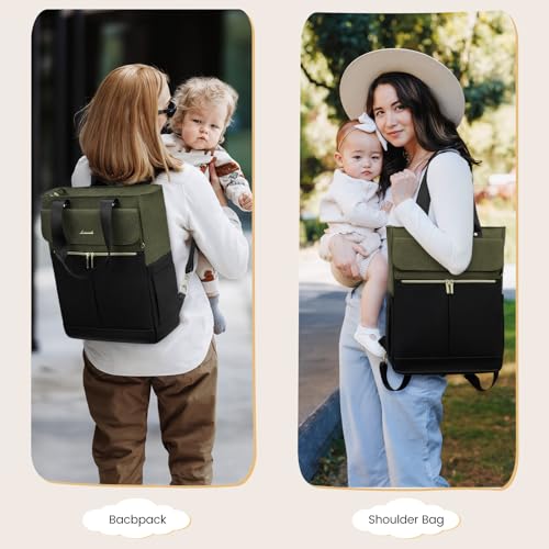 LOVEVOOK Diaper Bag Backpack,Diaper Tote Bag with Insulated Pockets,Bag with Changing Pad,Large Bag with Pacifier Case,15.6 Inch Anti-Theft Laptop Backpack for Women — view 2