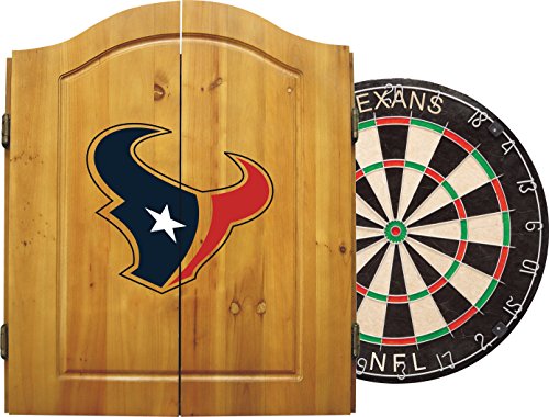 Imperial Official NFL Dart Boards for Adults with Cabinet, 6 Steel Tip Darts, Chalkboard Scorers ,Houston Texans - Professional Bristle Dartboard Set - Premium Game Room Accessories and Decor