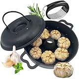 AFOOFA Large Garlic Roaster, Cast Iron Garlic Roaster for Oven Grill, Garlic Presses Cast Iron Skill