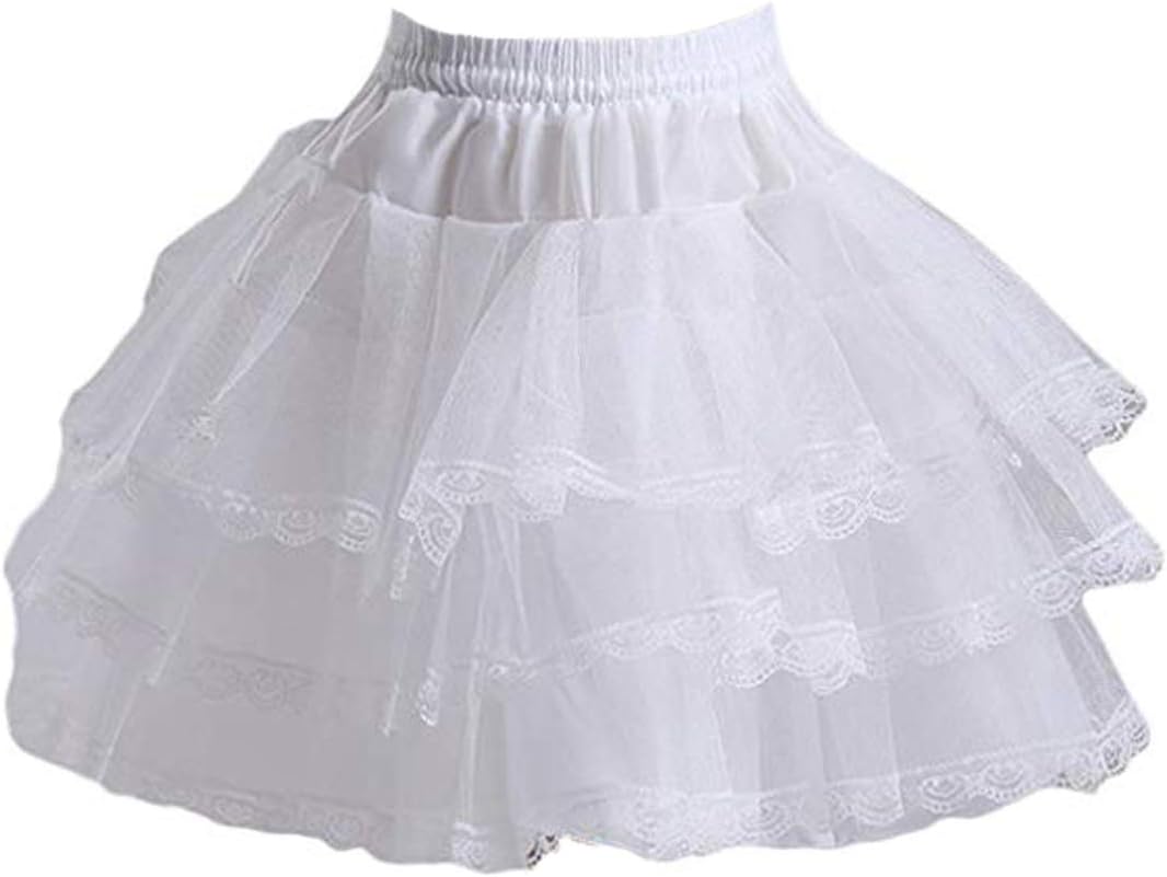 3 Layers Girls Slip Flower Girl Petticoat Crinoline Hoopless Skirt Underskirt for Kids CQC2