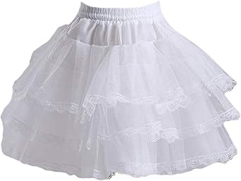 AliceHouse 3 Layers Girls Slip Flower Girl Petticoat Crinoline Hoopless Skirt Underskirt for Kids KPT2