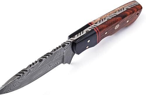 Miniatura 4 de Los mejores comerciantes Cuchillos Cuchillo de caza hecho a mano personalizado Cuchillo de supervivencia de acero de Damasco 8 '' cuerno general y