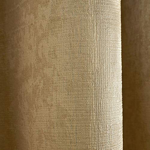 Fusion Strata Woven Eyelet Lined Curtains, Ochre, 46 x 72 Inch, W 46.1" x L 72" (1 Panels) - Image 4