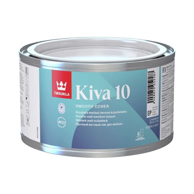 Tikkurila Kiva 10 - Matt Lacquer for Wooden Furniture, Trim, Doors & Windows - 0.25 Litre