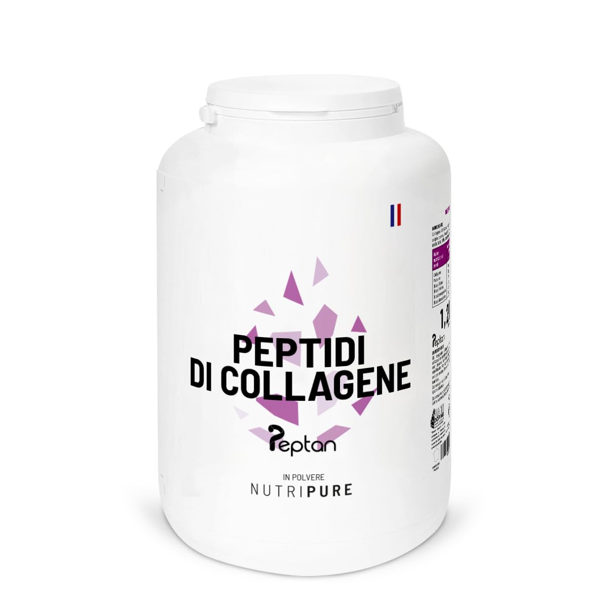 Peptidi del collagene Peptan | Aminoacidi, Tipo 1 e Tipo 3| Protegge ossa e articolazioni | Gusto Neutro | Barattolo da 1,2 kg | 4 mesi | Fatto in Francia