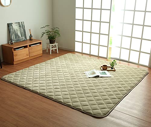 キルトラグ こたつ敷き布団 正方形 フラン キルト ラグ ベージュ 約145×145cm ホットカーペット カバー 床暖房対応 滑り止め 無地 北欧 おしゃれ #9808489
