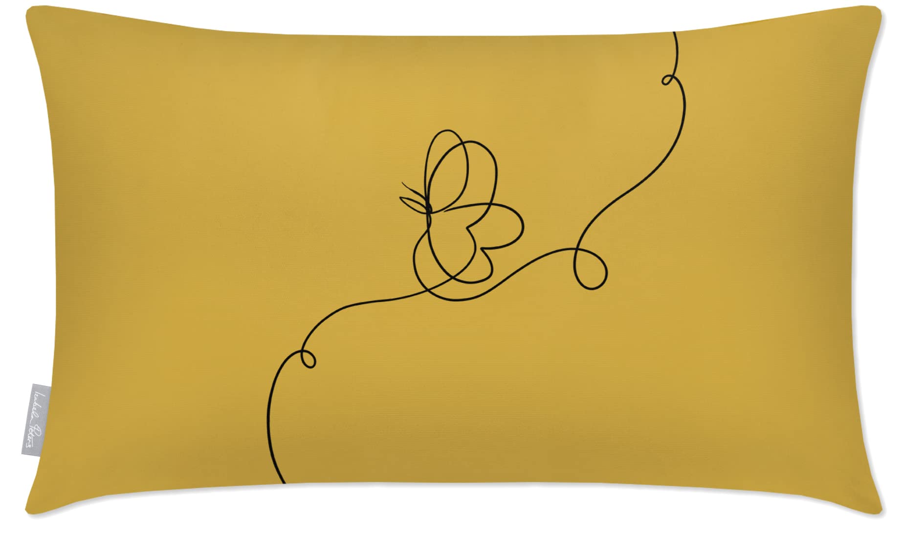 Izabela Peters Mustard Ochre Outdoor Cushions Waterproof, 55 X 35 Cm, Filled Outdoor Cushion, Butterfly - Garden Furniture Cushions, Outdoor Seat Cushions, Garden Chair Cushions