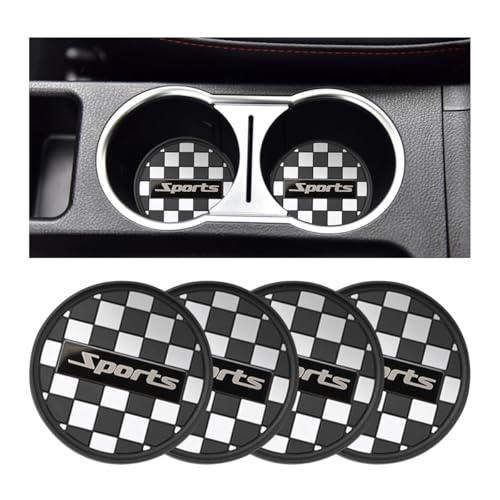 Portavasos para coche con base antideslizante 7 cm blanco negro miniatura 1