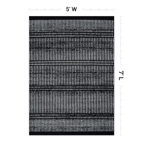 Tapete Rugshop Contemporary Stripe Lines 5' x 7' Negro miniatura 2