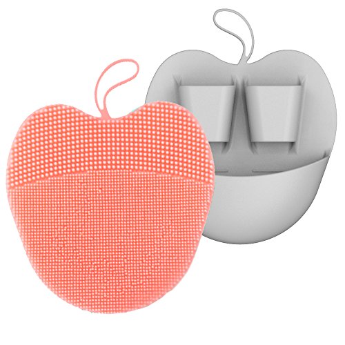 HieerBus Facial Cleansing Brush,Soft Silicone Face Scrubber,Facial Exfoliation Scrub for Massage Pore Cleansing Blackhead Removing Deep Scrubbing for All Kinds of Skins (Pink+Grey)