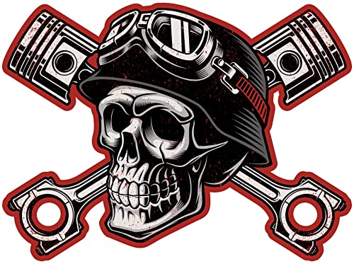 Samunshi Autocollant vintage tête de mort pour moto, vélo, scooter ou voiture - Chopper Hot Rod...