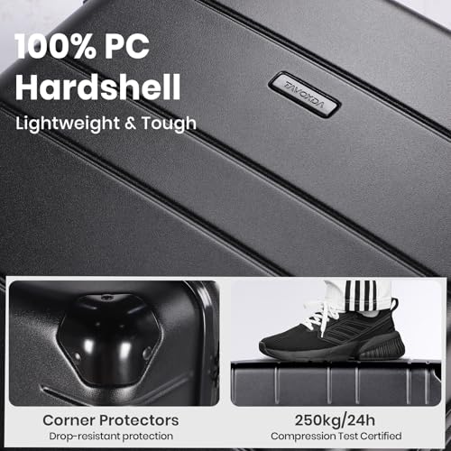 Carry on Luggage Suitcase with Vacuum Compression and Pump, 100% PC Hardshell Lightweight Travel Suitcase with TSA Lock & USB Charging Port 20inch image 4