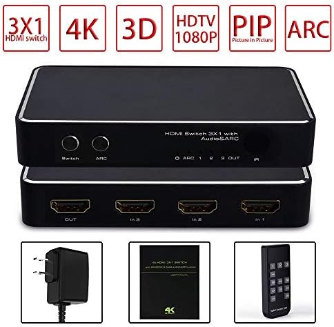 4K HDMI Switch 3-Port 3x1 4K 60Hz,NEWCARE HDMI Switch Box Support【4K/HD/3D/1080P】