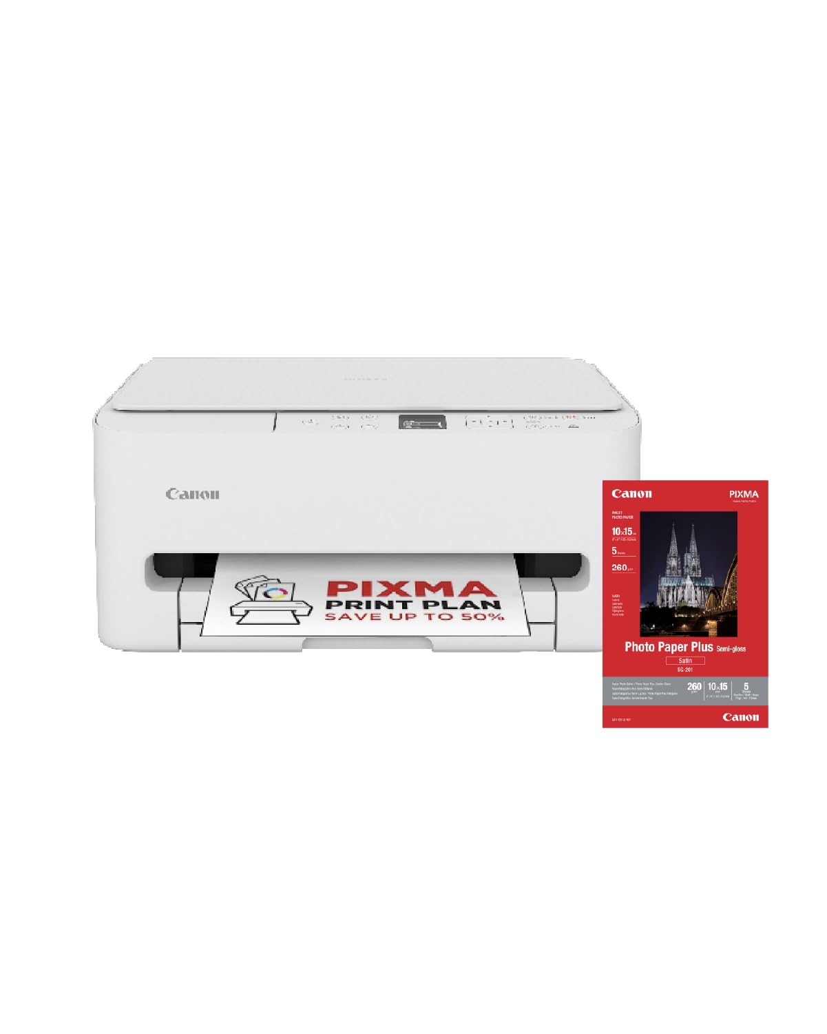 Canon PIXMA TS6550I - WLAN-Multifunktionsdrucker mit Papierkassette und Frontbedienung | Kabelloses Drucken vom Smartphone leicht gemacht - Enthält SG-201 A4-Fotopapier, 5 Blatt