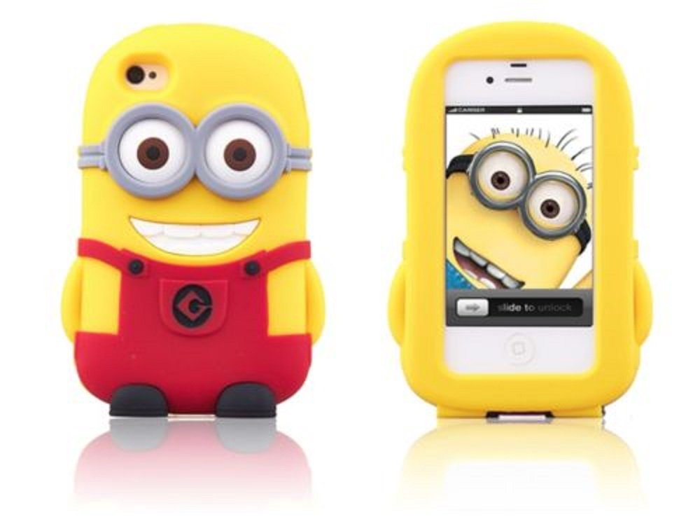 New 3D Despicable Me Minion Cute Silicon Rubber Soft Iphone 5 5S Case (Red)