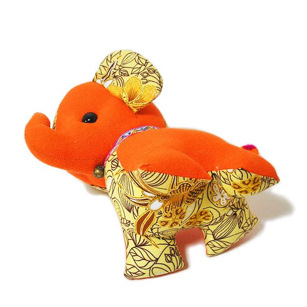 Amazon.co.jp: エスニック柄 ゾウさんのぬいぐるみ Orange ゾウ