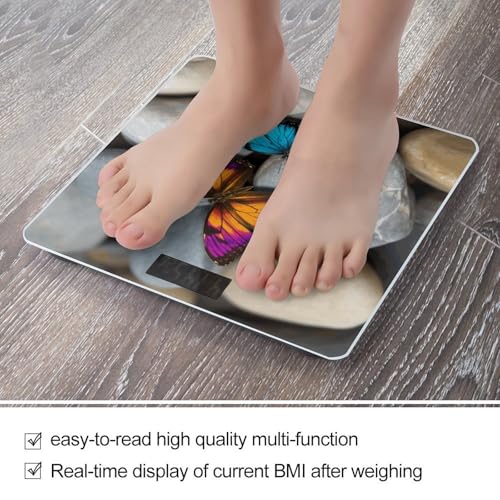 Báscula Digital de Baño Colorida con Diseño Piedra y Mariposa miniatura 5