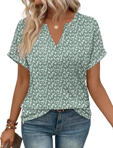 Image of WIHOLL Womens Blouses Spring Tops Short Sleeve Shirts Dressy Casual Summer Vacation Fashion Clothing 2026