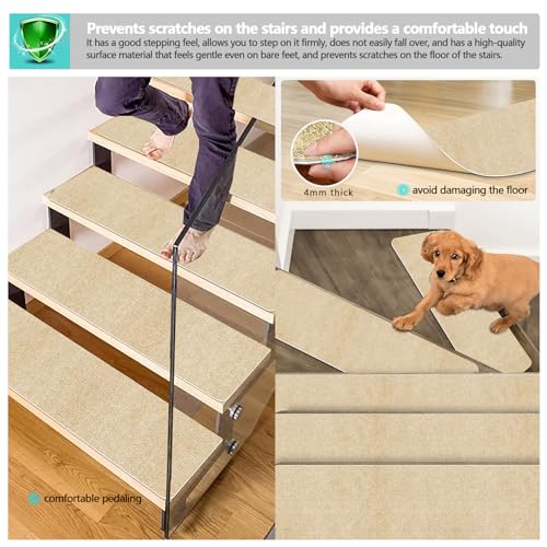 Stair Treads for Wooden Steps Indoor Stair Treads Rugs Anti Slip Carpet for Stairs Runner Non Slip Carpet Mat Rugs Spiral Staircase kit for Elder and Kids
