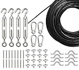 Premium Outdoor Globe String Lights Hanging Suspension Kit - Stainless Steel T316 Marine Grade - M6...