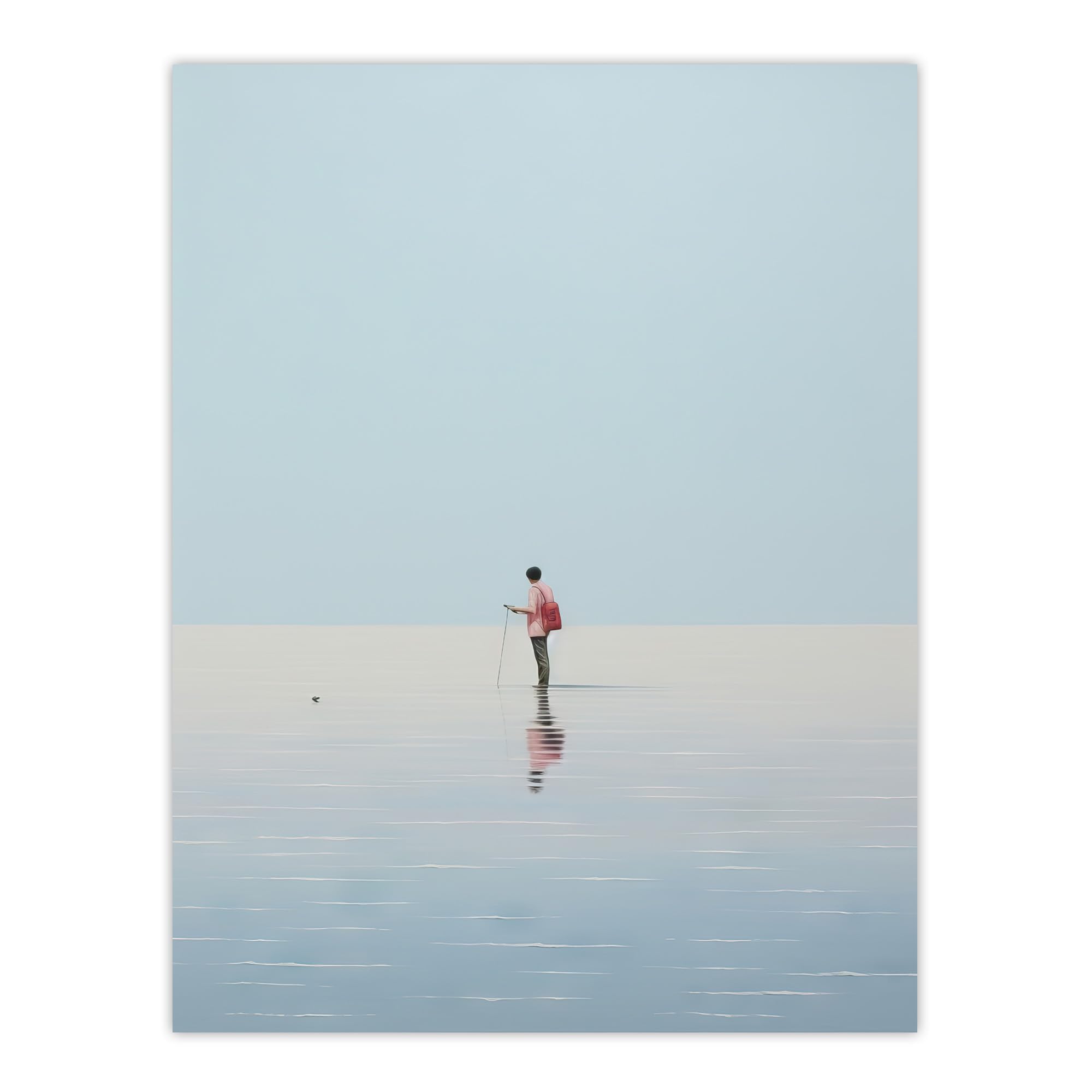 Artery8 Alone At Sea By Amy Denver Minimalist Soft Pastel Ocean Pale Blue Minimalism Simple Modern Artwork Large Wall Art Poster Print Thick Paper 18X24 Inch