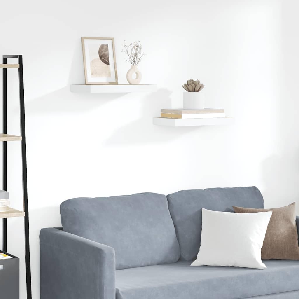 2 estantes flotantes de roble y blanco, estantes flotantes de pared de MDF con marco de metal, 40 x 23,5 x 3,8 cm, soporte invisible para salón, dormitorio, oficina