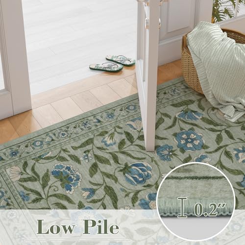 Tapete Lavable Moderno Floral Verde 2x3 Pies miniatura 4