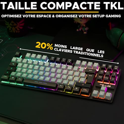The G-Lab - Keyz Caesium TKL - Tastiera Gamer TKL 87 Tasti cablati USB AZERTY, RGB personalizzabile, Macro programmabili - Tastiera da gioco compatta senza tastierino digitale - PC/PS4/PS5/XBOX - - Tastiera gaming - Immagine 2