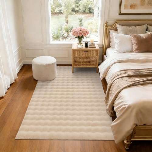 Pauwer Area Rugs for Living Room 3x5, Fluffy Faux Fur Bedroom Rug, Beige - image 8