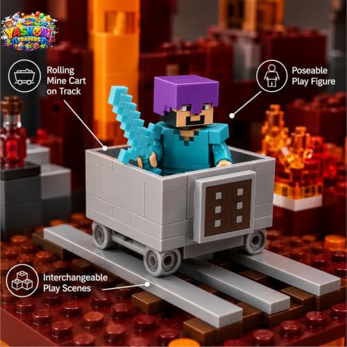 Image of Yashoni Building Blocks Toy Set for Kids | DIY STEM Construction Bricks with Mini Figures, Creative Models & Educational Play Set| Blocks Game (476, CubeCraft Ember Realm)