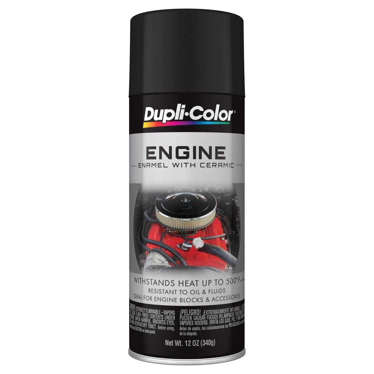 Dupli-Color DE1654 Engine Enamel Spray Paint with Ceramic - Flat Black - 12 oz Aerosol Can