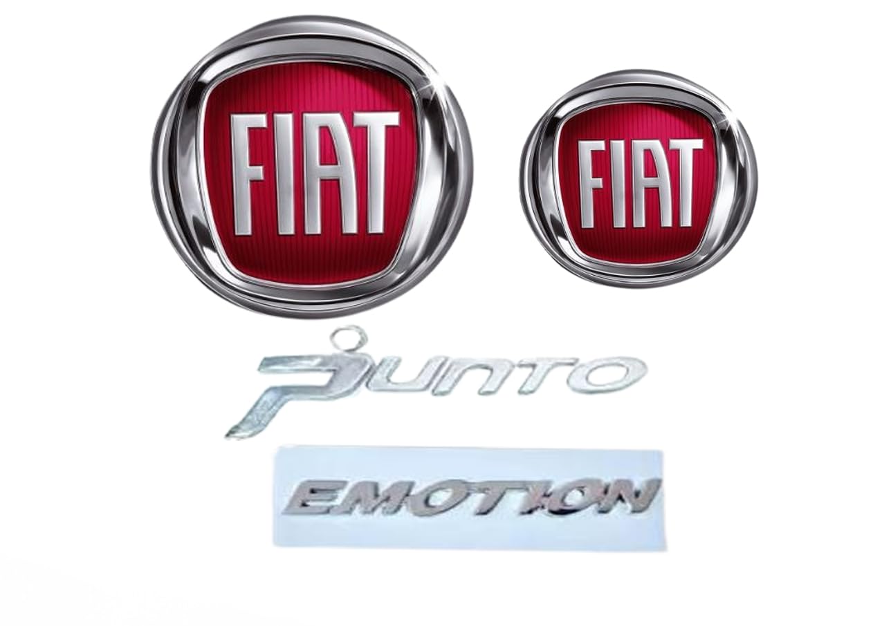 BuBu Punto F-iat Dynamic Set for CAR Emblem Monogram/logo/Badge/Decals/3D/sticker ABS Plastic Colour (Silver,Chorme) Pack of 4 (Replica of a Brand Logo)