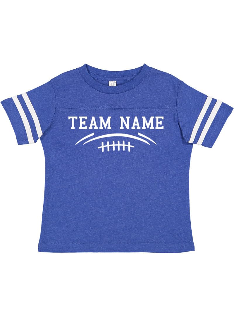 Custom Team Cotton Football Sport Jersey Toddler and Big Kid T-Shirt-Personalized with Name and Number - Front & Back (Vintage Royal Blue, 4T)