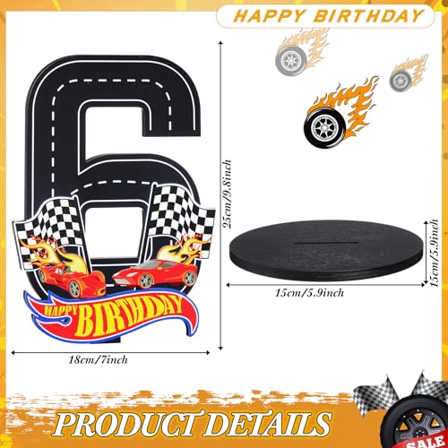MiniInflat Race Car 6th Birthday Number Sign Centerpiece Race Car Theme 6th Birthday Party Supplies Wooden Table Decoration Photo Props for Boys Six Years Old