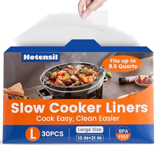 Slow-Cooker-Liners-Hotensil-13x-21-30-Count-Cooking-Bags-Large-Size-Disposable-Pot-Liners-Fit-3QT-to-85QT-for-Slow-Cooker-Cooking-Trays-Multi-Purpose-Durable-Liners-Plastic-Bags-BPA-Free Slow Cooker Liners Hotensil 13x 21 30 Count Cooking Bags Large Size Disposable Pot Liners Fit 3QT to 85QT for Slow Cooker Cooking Trays Multi Purpose Durable Liners Plastic Bags BPA Free