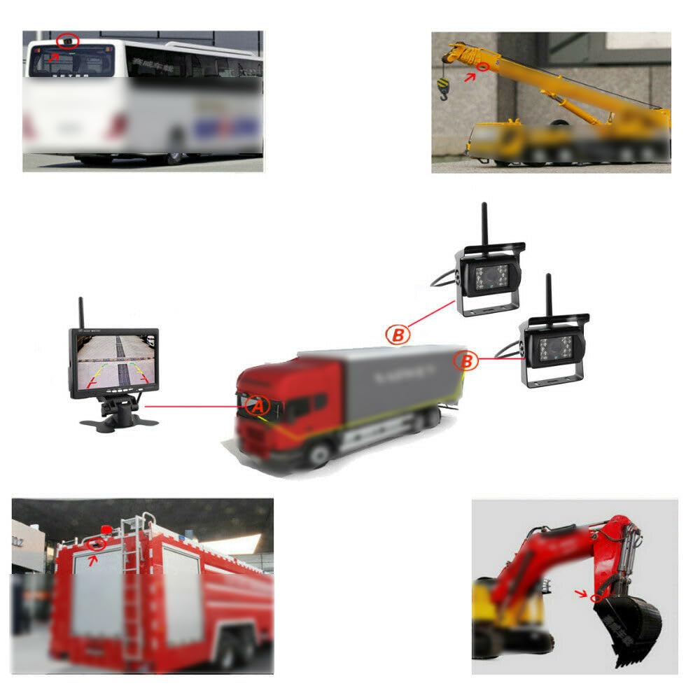 Bezprzewodowa kamera cofania do samochodu, przyczepy kempingowej, kamera cofania, bezprzewodowa kamera cofania z 7-calowym monitorem LCD, wodoszczelna, widoczność w nocy, lusterko wsteczne, pomoc przy