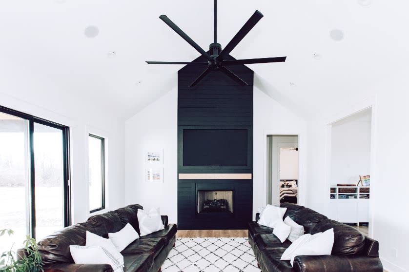 Image of Big Ass Fans i6 84 inch Smart Indoor Ceiling Fan, SenseMe Technology, High Airflow Modern Ceiling Fan, WiFi App Control, Black
