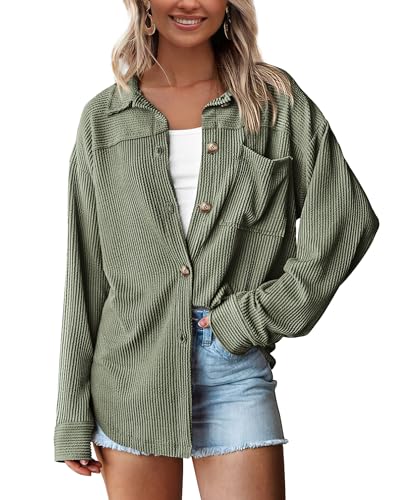 Image of PRETTYGARDEN Women's Textured Oversized Button Down Shirts