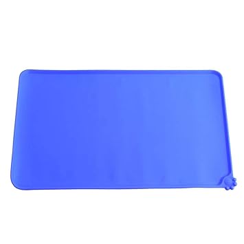 Cat Food Mat, Waterproof Pet Bowl Mat Collapsible Cat Feeding Mat for Fridge for Icrowave(Blue, 12)